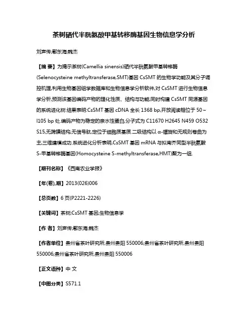 茶树硒代半胱氨酸甲基转移酶基因生物信息学分析