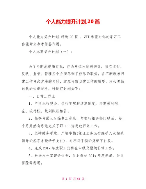 个人能力提升计划20篇