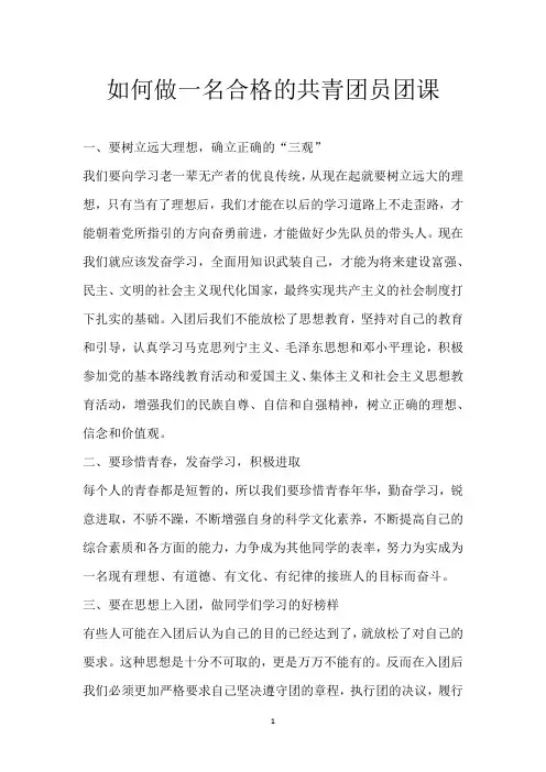 如何做一名合格的共青团员 团课