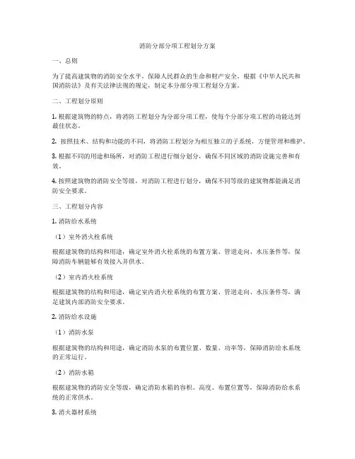 消防分部分项工程划分方案