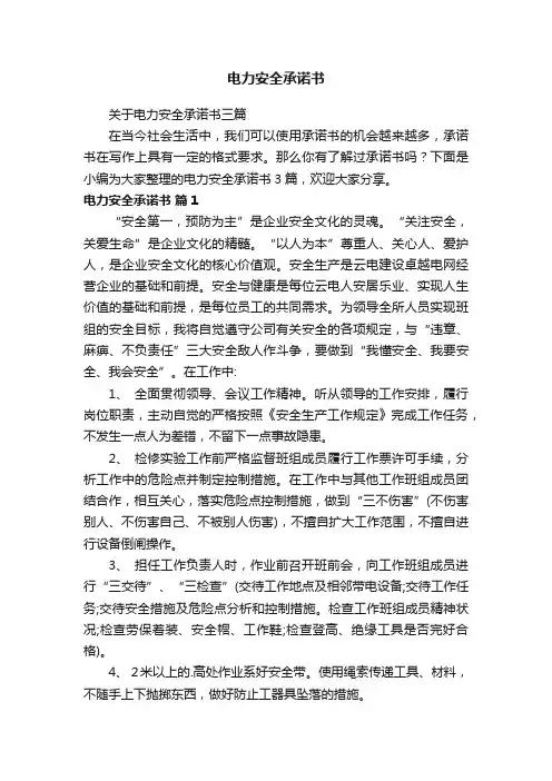 关于电力安全承诺书三篇