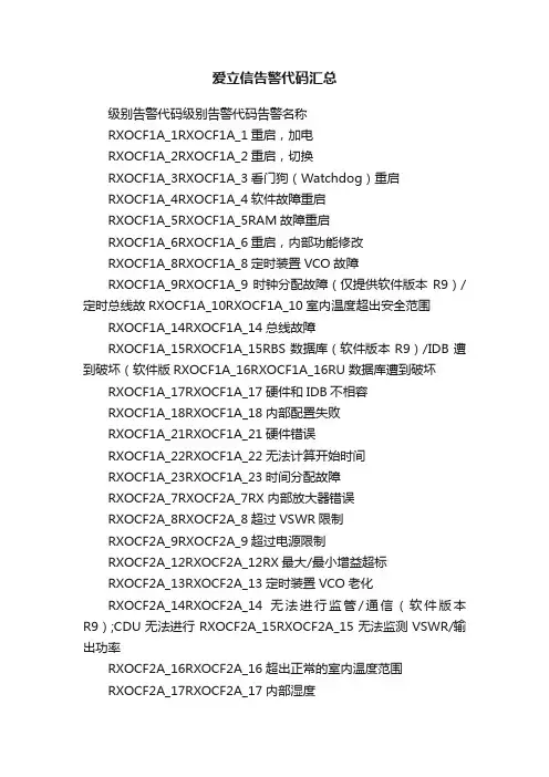 爱立信告警代码汇总