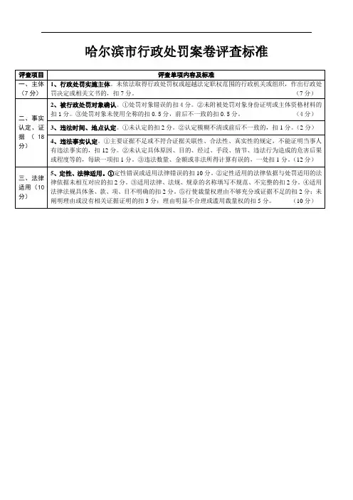 行政处罚案卷评查标准