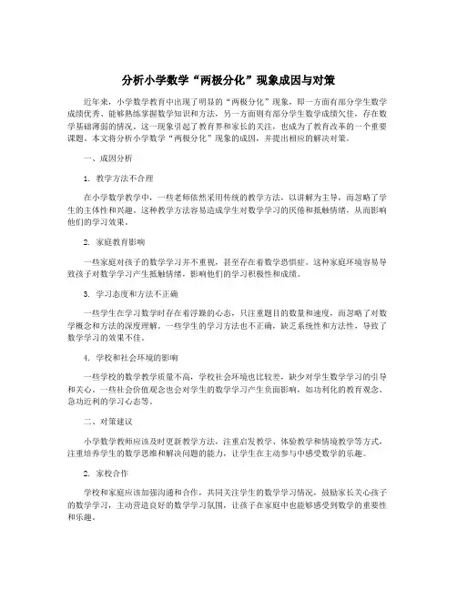 分析小学数学“两极分化”现象成因与对策