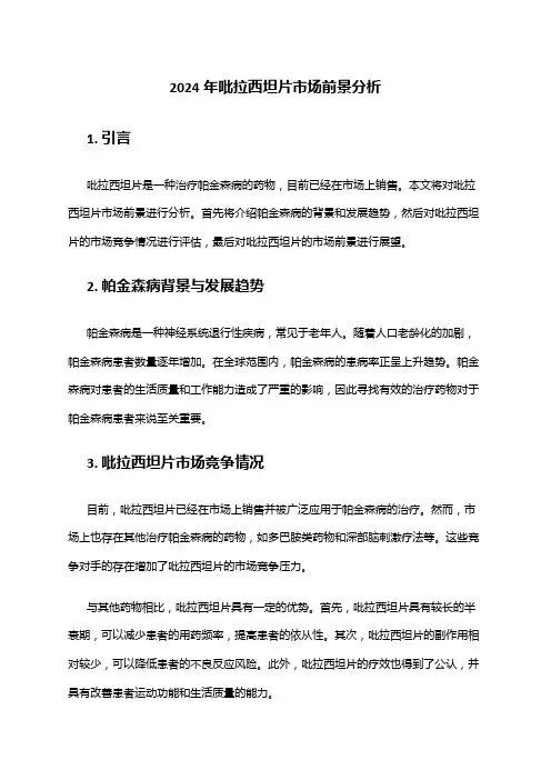 2024年吡拉西坦片市场前景分析