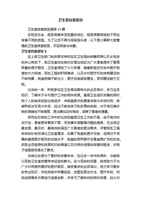 卫生室自查报告