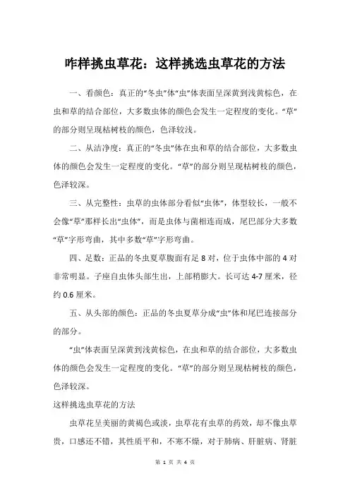 咋样挑虫草花：这样挑选虫草花的方法