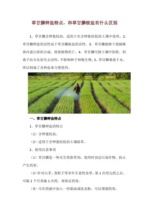 草甘膦钾盐特点,和草甘膦铵盐有什么区别