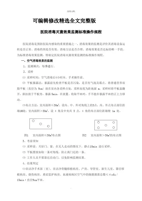 医院消毒灭菌效果监测标准操作规程【可编辑全文】