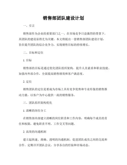 销售部团队建设计划