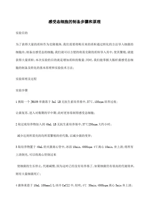 感受态细胞的制备步骤和原理