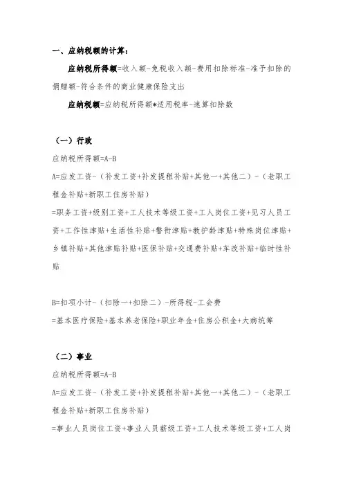 应纳税额的计算