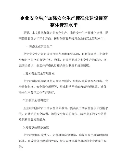 企业安全生产加强安全生产标准化建设提高整体管理水平