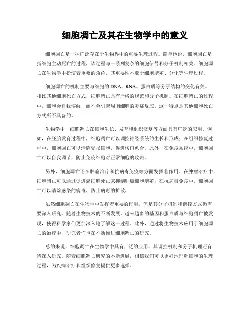 细胞凋亡及其在生物学中的意义