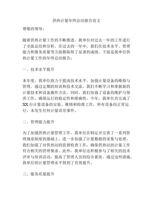 供热计量年终总结报告范文