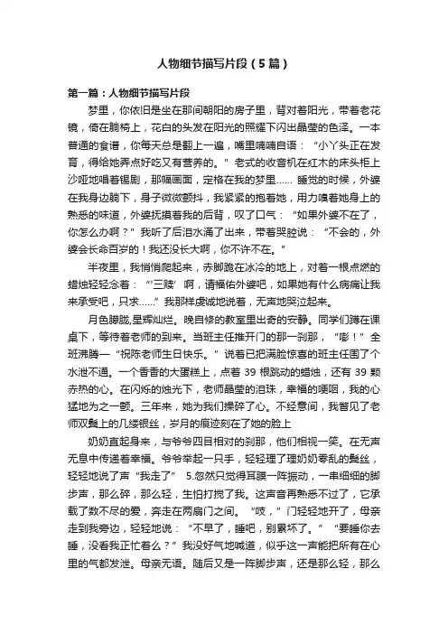 人物细节描写片段（5篇）