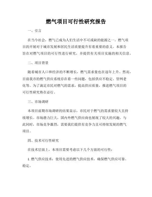 燃气项目可行性研究报告