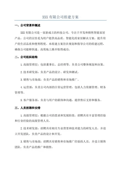 XXX有限公司组建方案
