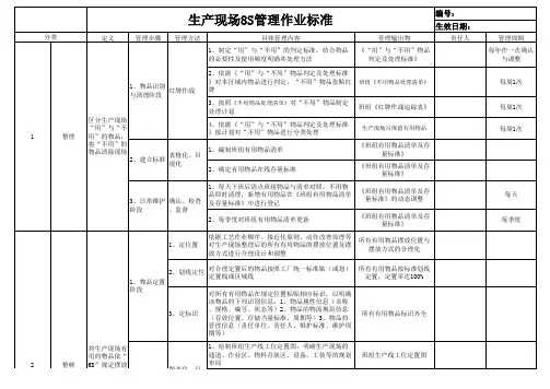 生产现场8S8D管理作业标准