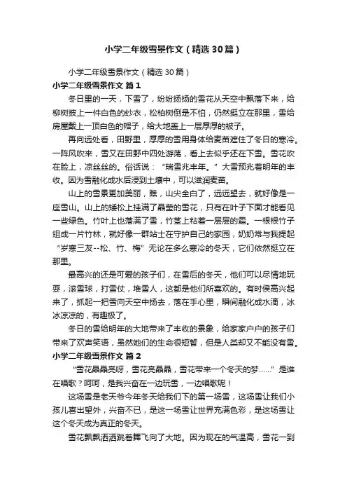 小学二年级雪景作文（精选30篇）