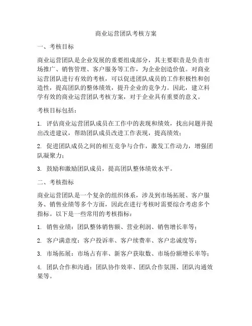 商业运营团队考核方案