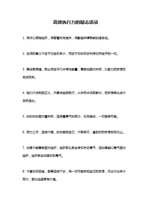高效执行力的励志语录
