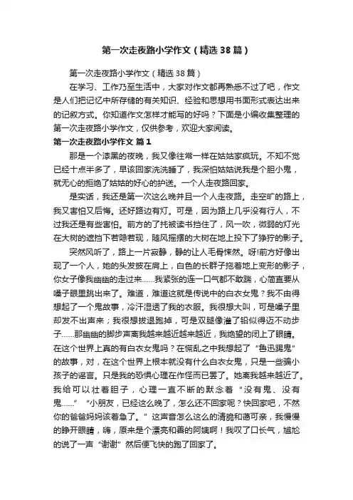 第一次走夜路小学作文（精选38篇）