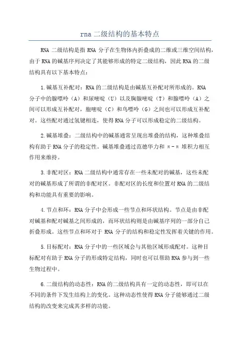 rna二级结构的基本特点