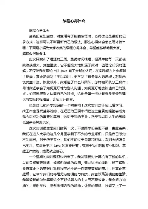 编程心得体会