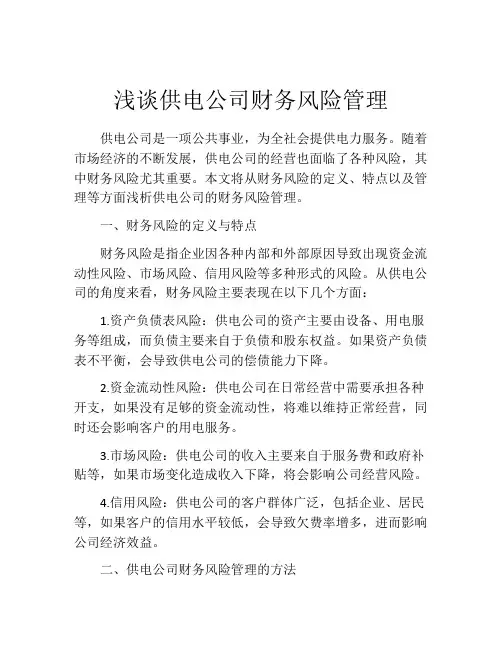 浅谈供电公司财务风险管理
