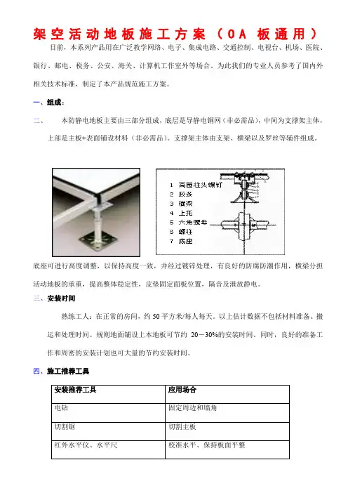 架空地板施工方案