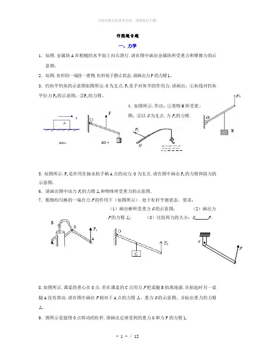 初中物理力学作图专题精选题