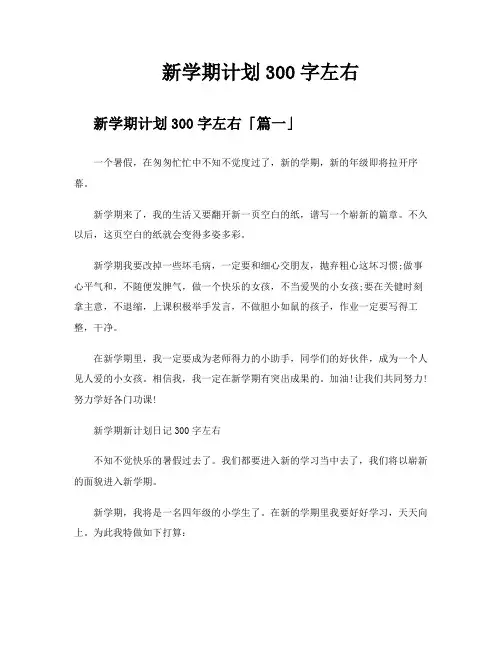 新学期计划300字左右