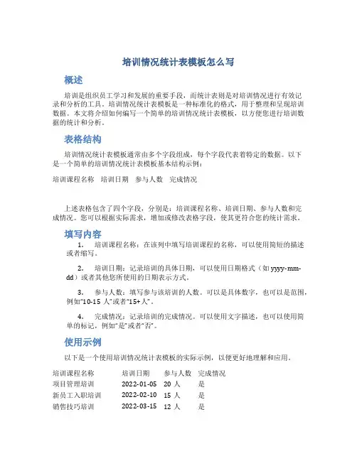 培训情况统计表模板怎么写