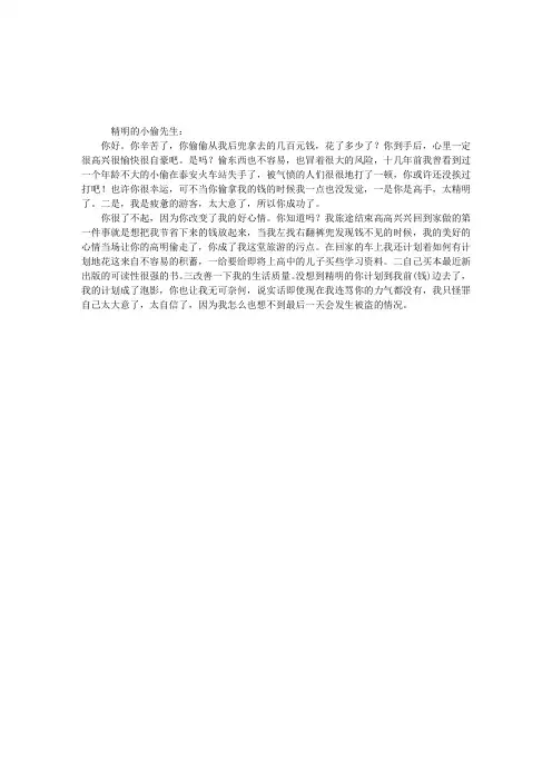 给精明小偷的一封信