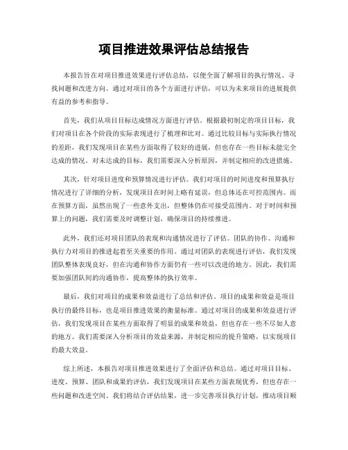 项目推进效果评估总结报告
