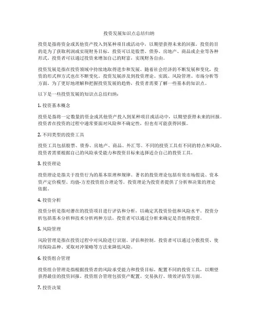 投资发展知识点总结归纳