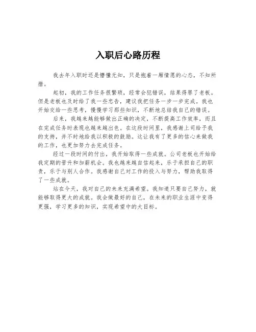 入职后心路历程