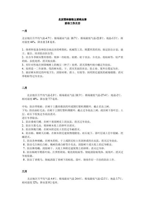 北京园林植物病虫害管理月历
