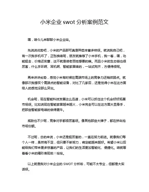 小米企业swot分析案例范文