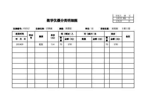八小数学教学仪器分类明细账