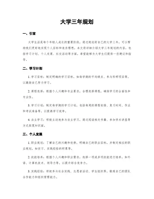 大学三年规划
