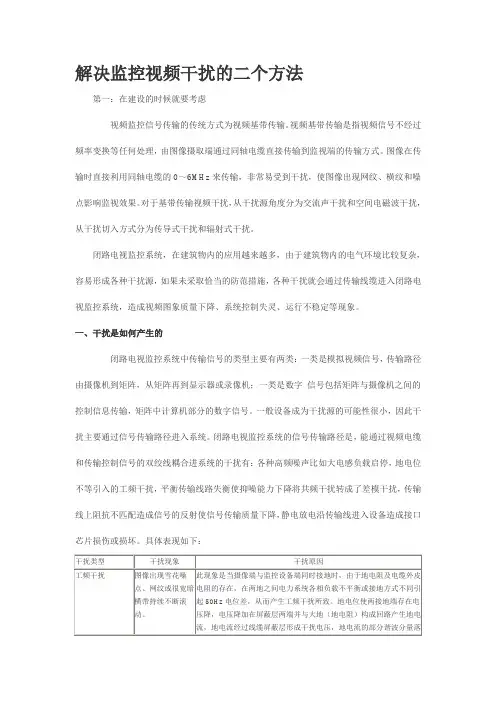 解决监控视频干扰的二个方法