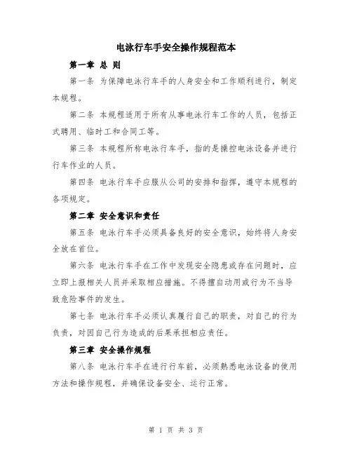 电泳行车手安全操作规程范本