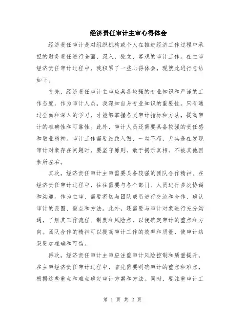 经济责任审计主审心得体会
