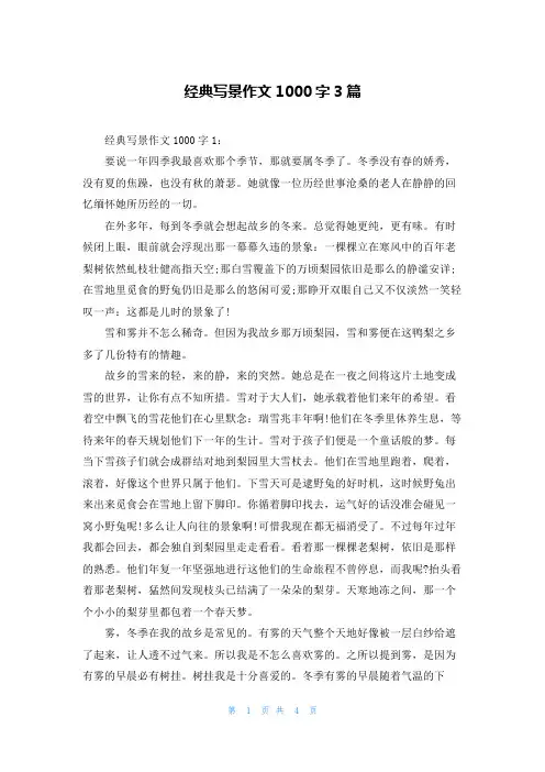 经典写景作文1000字3篇