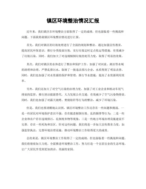 镇区环境整治情况汇报