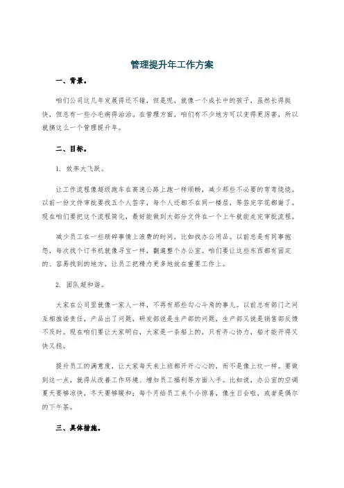 管理提升年工作方案
