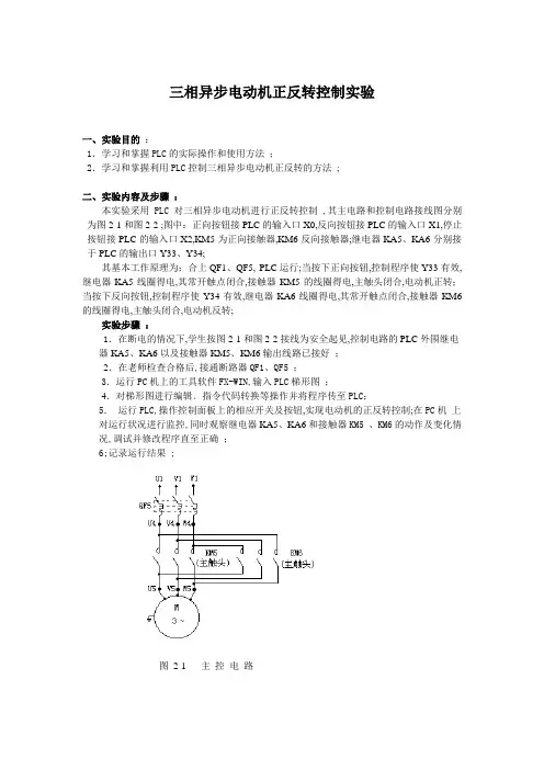 三相异步电动机正反转控制实验