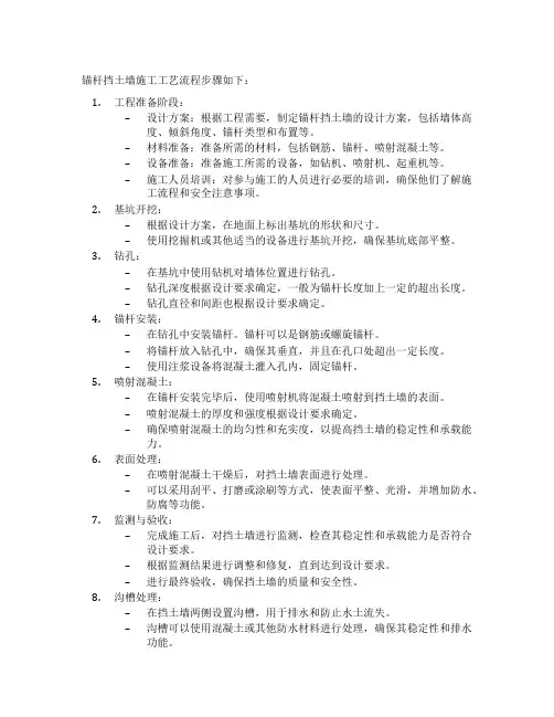 锚杆挡土墙施工工艺流程
